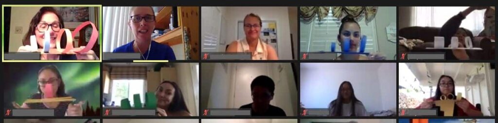 Education students participating in a virtual, hands-on workshop