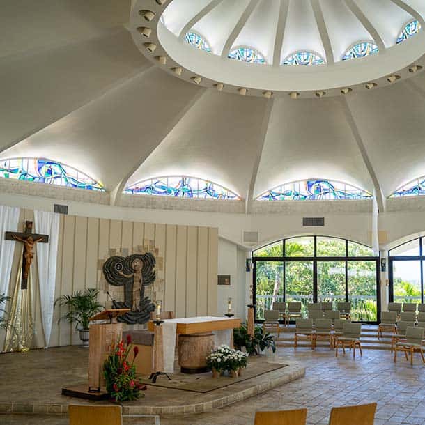 Mystical Rose Oratory on Chaminade's campus shared with the Marianist Center of Hawaii