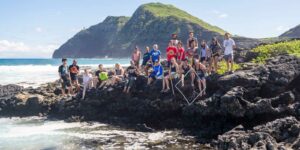 Chaminade students at Makapuu for class
