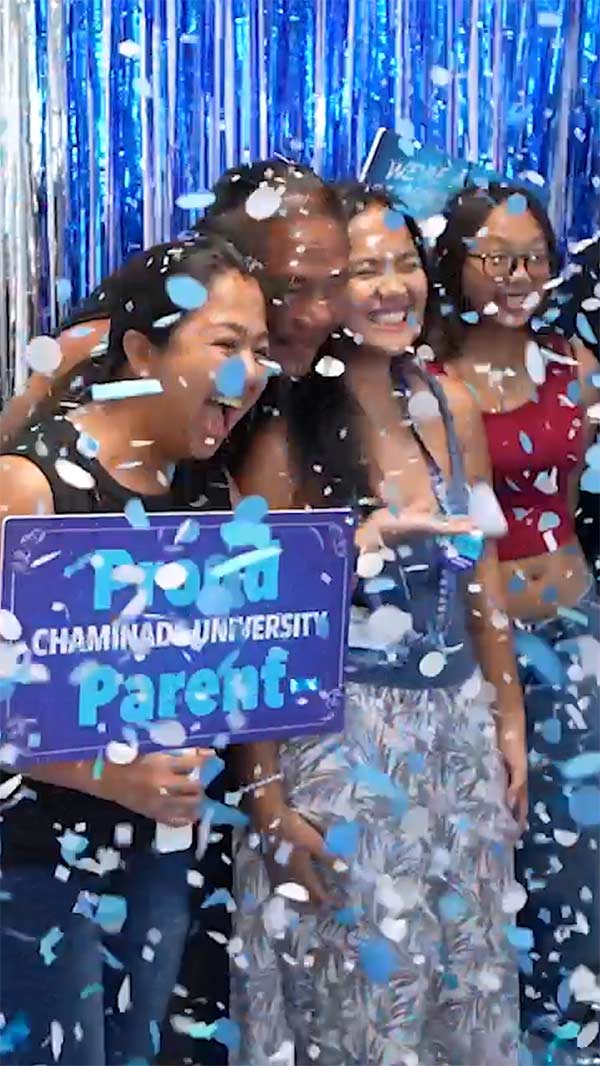 family celebrating at admitted student day