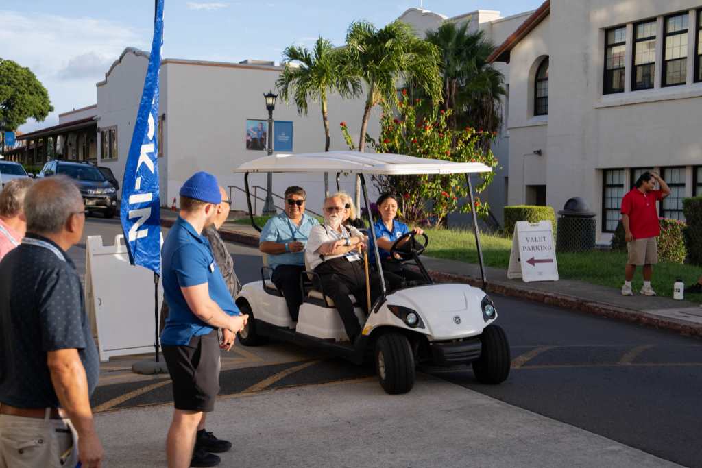 Guests enjoying a campus tour to kick off the 2025 Silversword Reunion weekend.