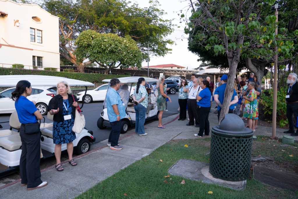 Guests enjoying a campus tour to kick off the 2025 Silversword Reunion weekend.