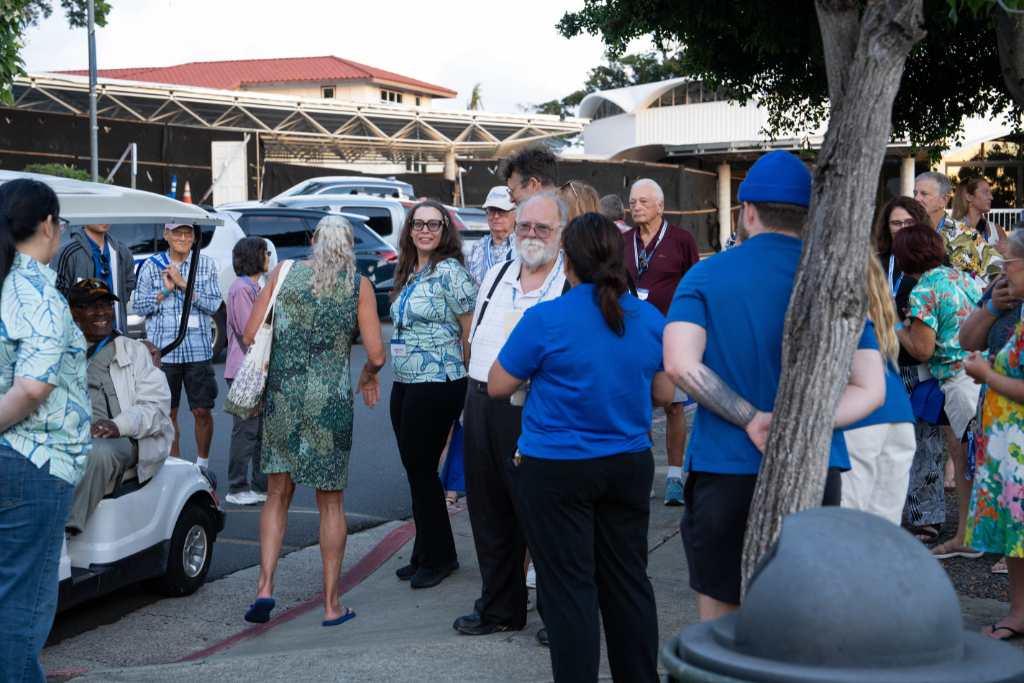 Guests enjoying a campus tour to kick off the 2025 Silversword Reunion weekend.