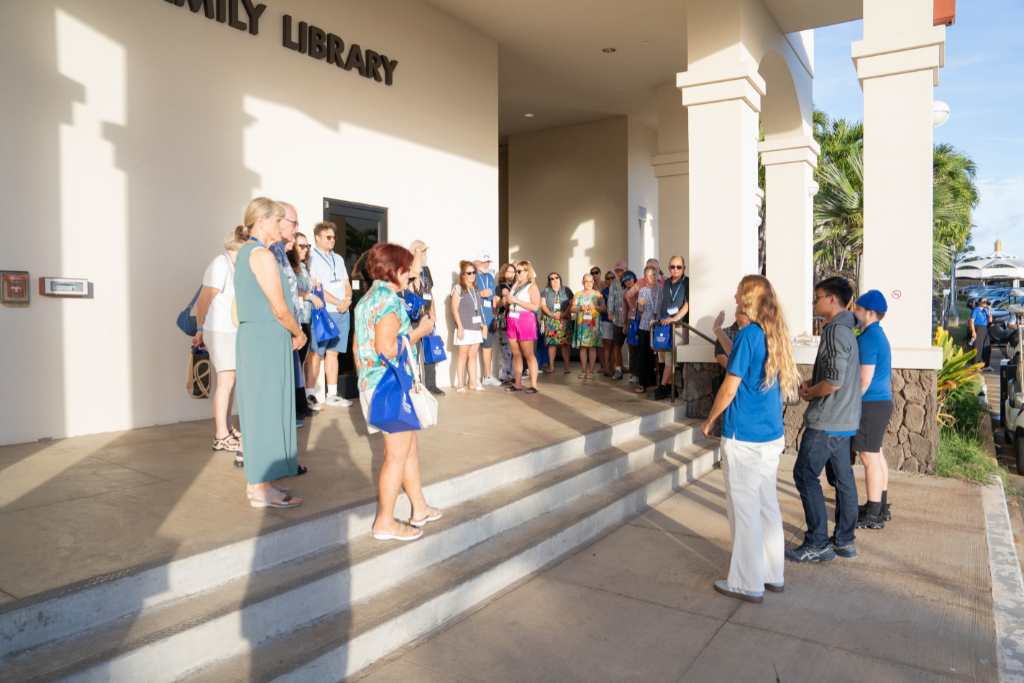 Guests enjoying a campus tour to kick off the 2025 Silversword Reunion weekend.