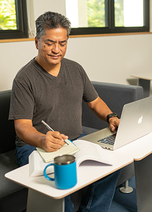 female student studying