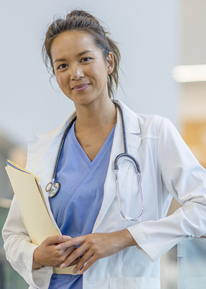 female student studying